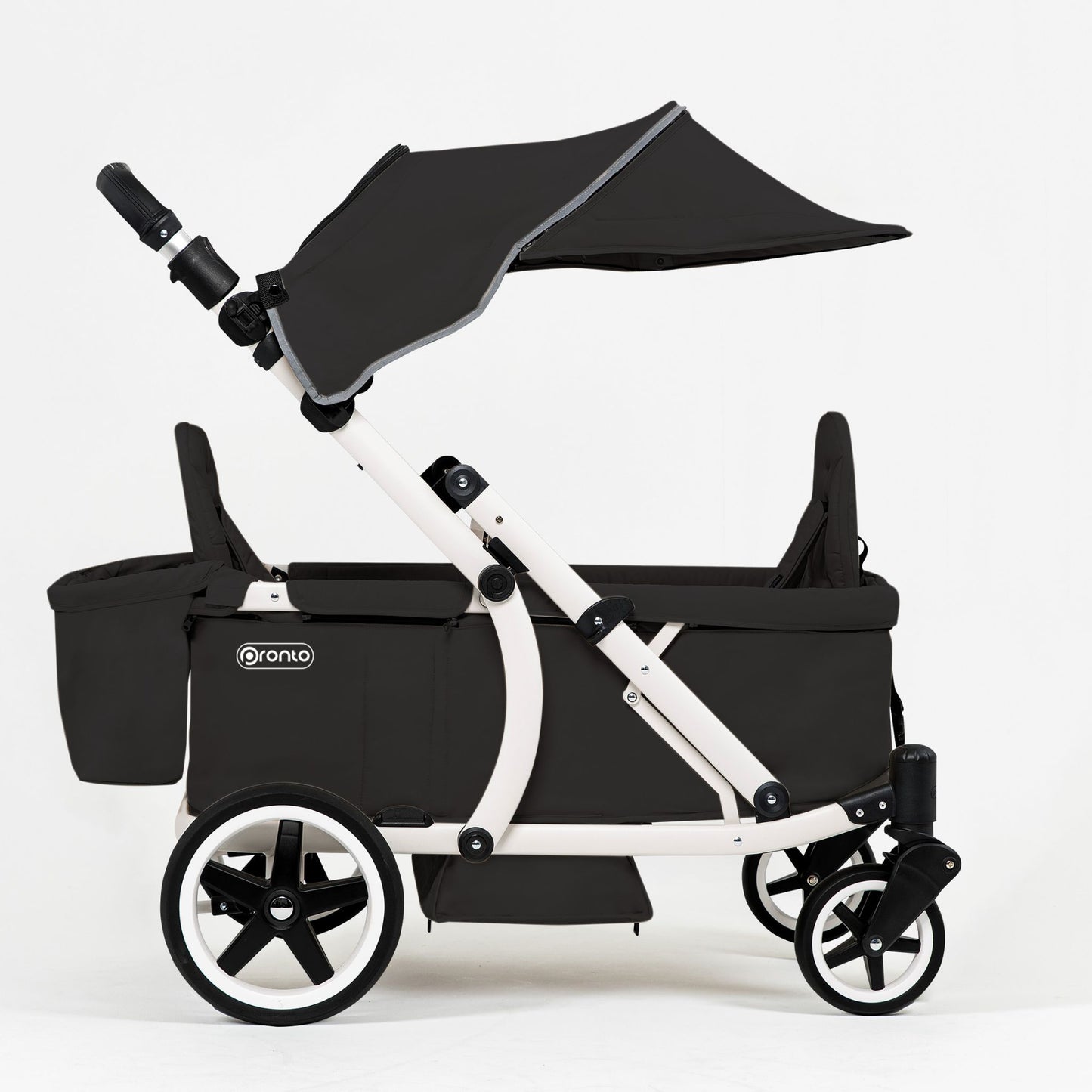 Pronto Stroller Black with White Frame