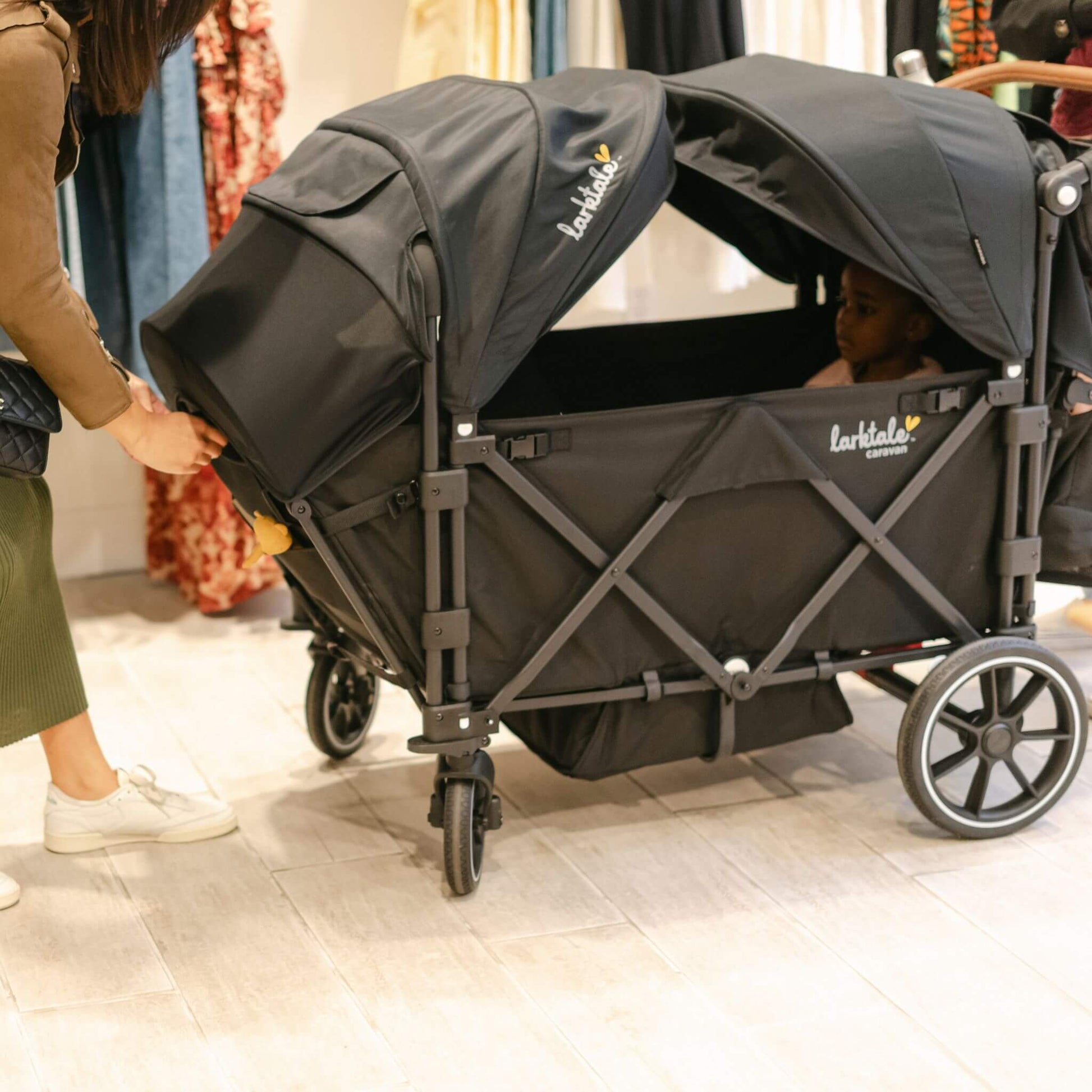 stroller wagon that reclines Larktale caravan™ Quad | Widest 4 Seat Pram Wagon