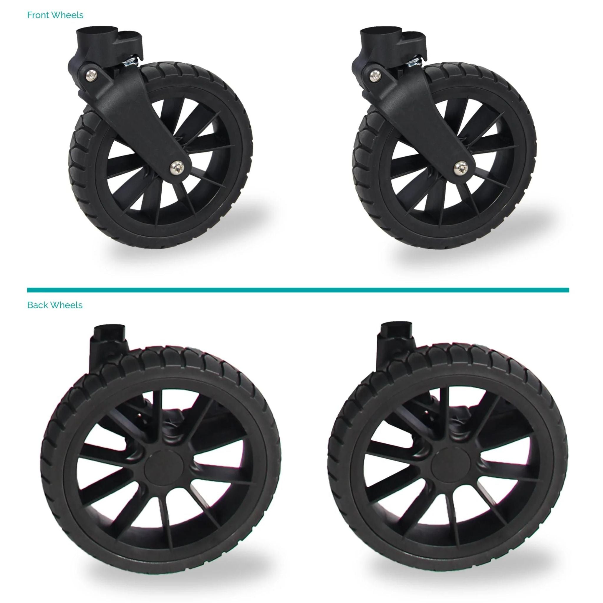 Strollers with all terrain clearance wheels